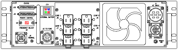 <br />ETI0001-1403 Rugged COTS UPS and PDU Standard Rear Panel Layout