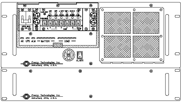 P/N: <br />ETI0001-1406 Rugged COTS UPS and PDU Standard Front Panel Layout 